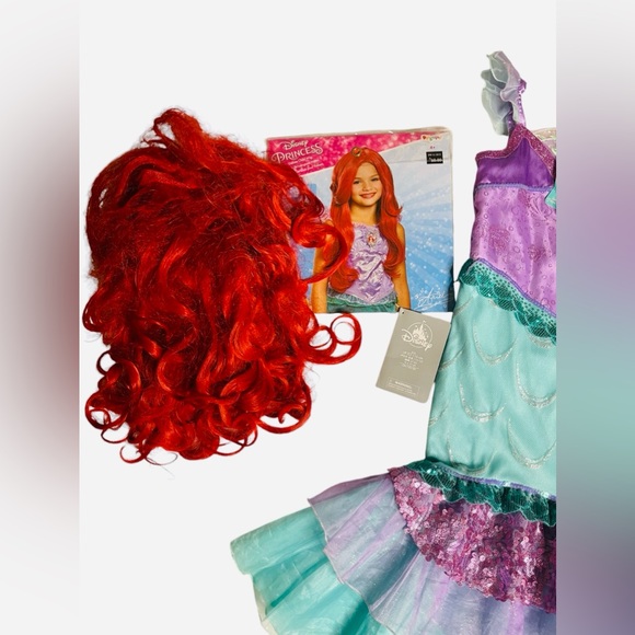 Disney Store Ariel Costume Dress Singing Little Mermaid Songs size 5/6 and Wig - Picture 5 of 15